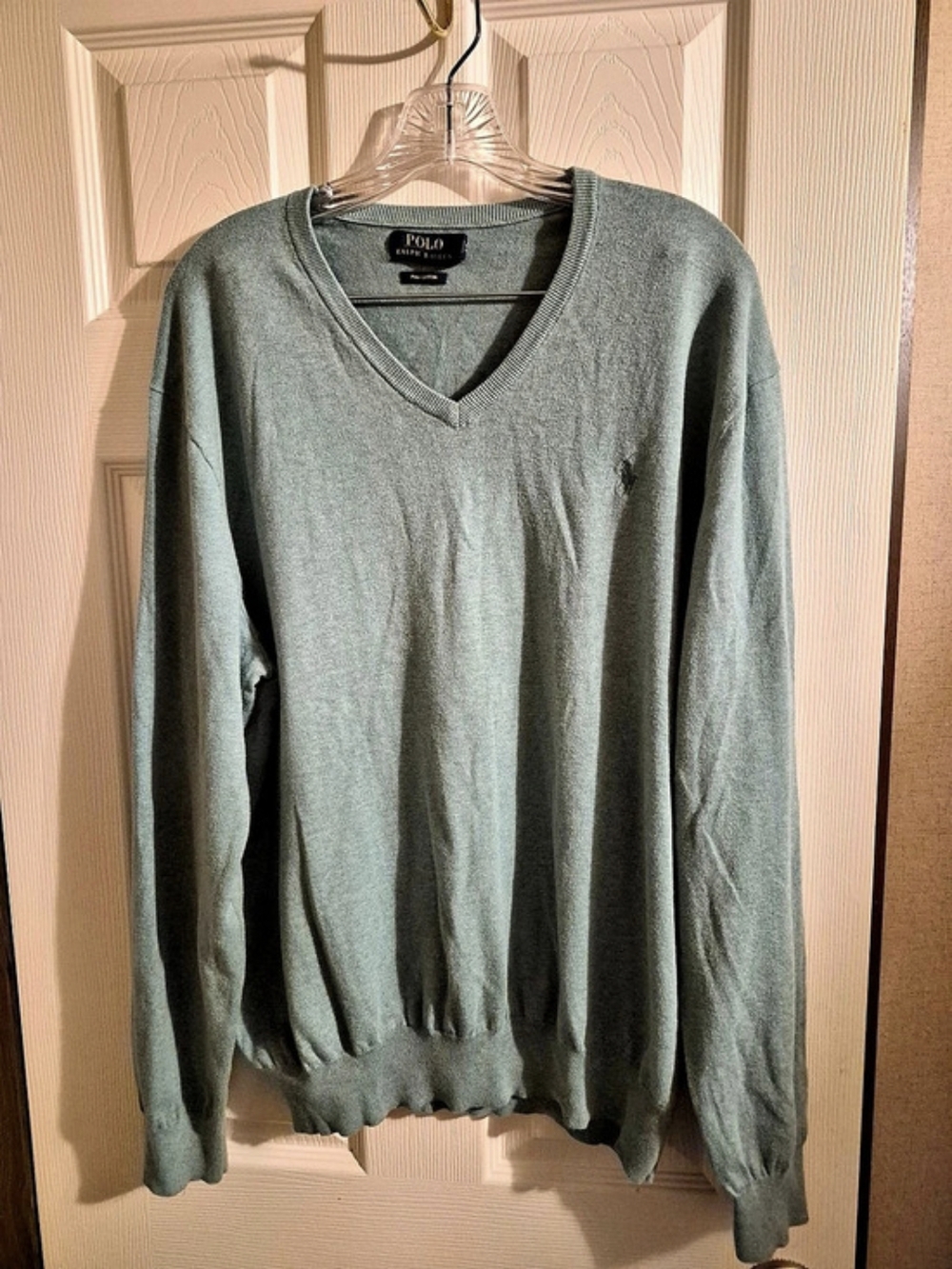 Polo Ralph Lauren Pima Cotton V-Neck Sweater Men's XL Green